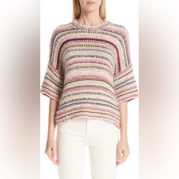 NWT Ganni Mixed Knit Striped Sweater Top